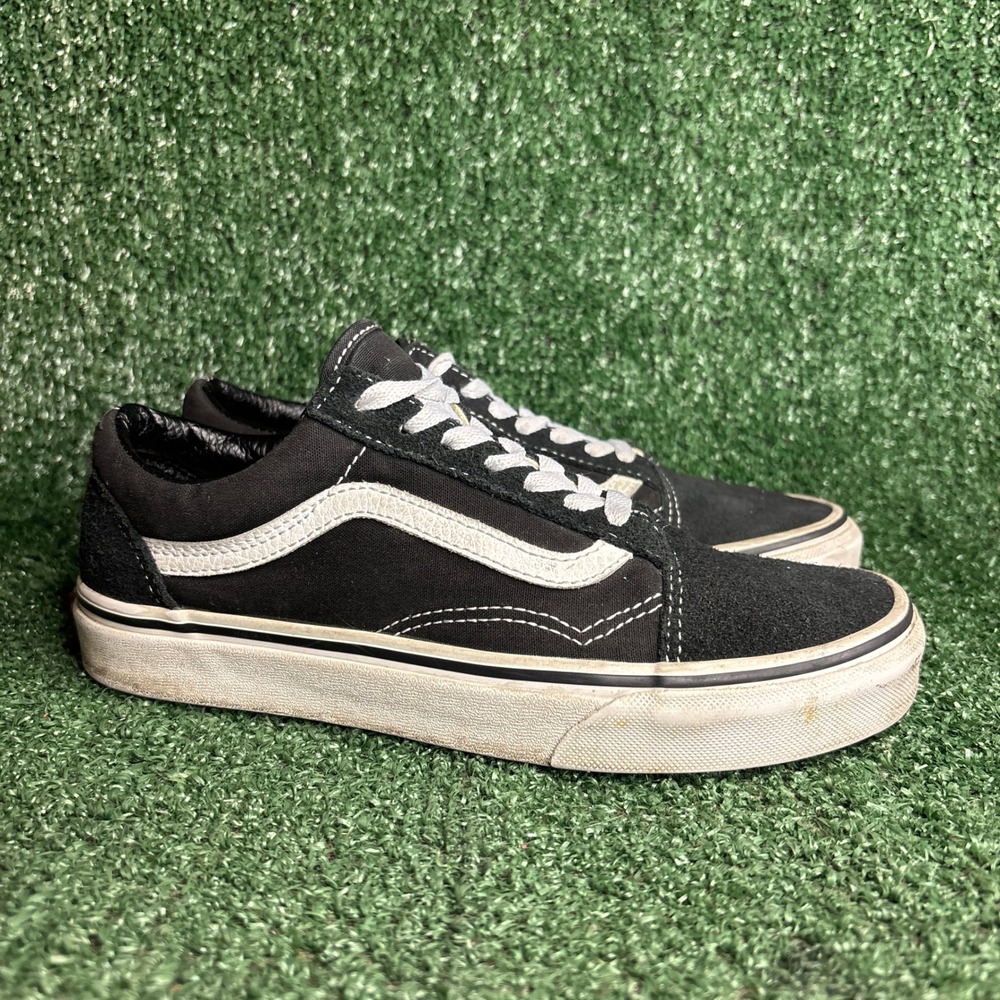 Vans Old Skool Suede Canvas Skate Skater Sneakers Black White Womens Size 7.0